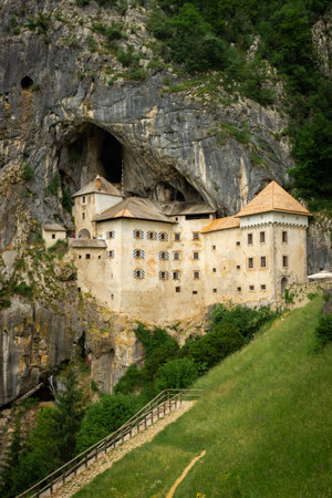 Predjama Castle or Castel Lueghi built within a cave near Postojna. Renaissance castle built within a cave mouth in Slovenia.の写真素材