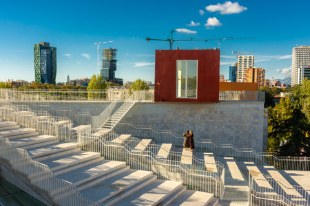 Tirana, Albania, 10 October 2024: Stairs of the Tirana Pyramidの写真素材