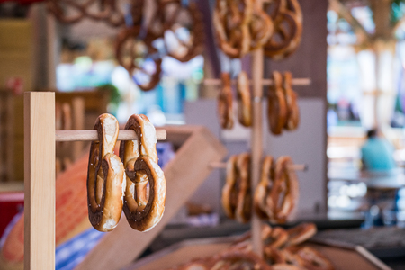 Pretzel at a folkfestival, Germanyの写真素材