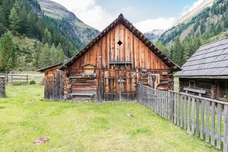 Wooden alpine cabin in the mountains, Austriaの写真素材