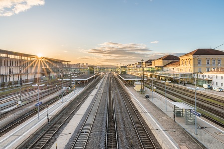 Central railway station in Regensburg, Bavaria, Germanyのeditorial素材