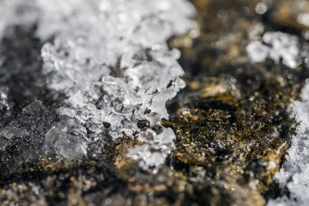 Closeup of ice crystals and snowの写真素材