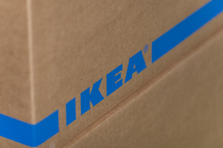 Regensburg, Germany, November 14, 2018, Close-up of a moving carton from Ikea