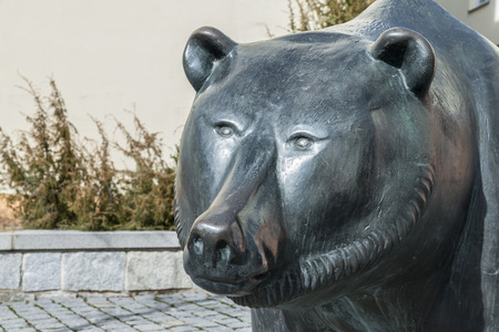 Life size metal sculpture of the heraldic animal of Grafenau, the bears - Germanyのeditorial素材