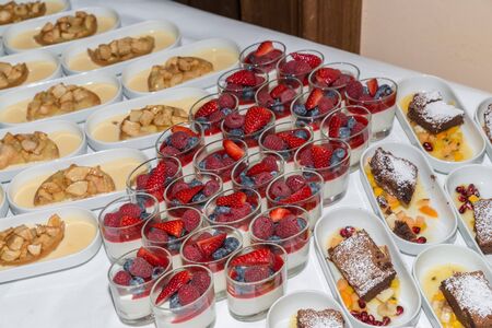 Cinnamon cake with fresh fruits, Germanyの写真素材
