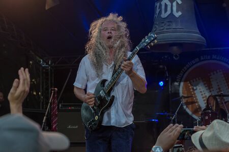 Regensburg, Bavaria, Germany, June 30, 2019, Performance of the AC / DC Revival Band at the Grieser...