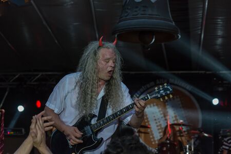 Regensburg, Bavaria, Germany, June 30, 2019, Performance of the AC / DC Revival Band at the Grieser Spitz at the Regensburg citizen festival 2019, Germanyのeditorial素材