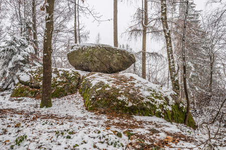 Wackelstein near Neudorf on the Panorama Tour circular hiking trail in the Bavarian Forest, Germanyの写真素材