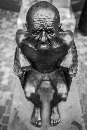 Balingen, Baden-WÃ¼rrtemberg, Germany, June 20, 2021, Bronze statue of Guido Messer in the center of Balingen with the title - The Old Man - Germanyのeditorial素材