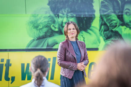 Regensburg, Bavaria, Germany, August 18, 2021, Campaign appearance of Annalena Baerbock of the...