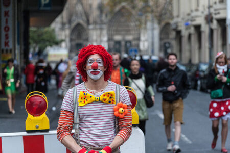 Start of Carneval in Cologne at 11.11.2014 on Heumarkt with crowd in costumesのeditorial素材
