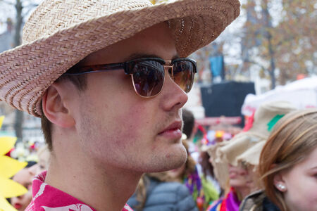 Start of Carneval in Cologne at 11.11.2014 on Heumarkt with crowd in costumesのeditorial素材