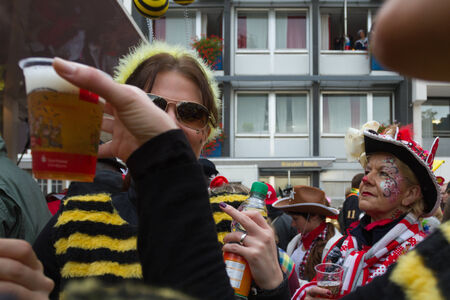 Start of Carneval in Cologne at 11.11.2014 on Heumarkt with crowd in costumesのeditorial素材