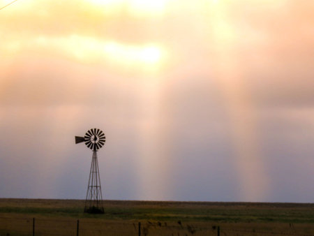 Sun rays on the Texas plainsの写真素材