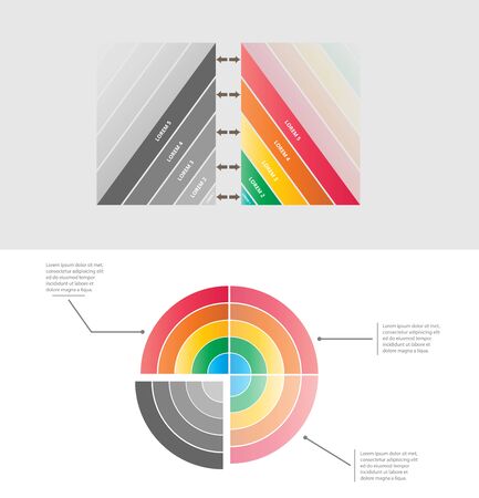 Colorful pie and triangle chart info graphicのイラスト素材