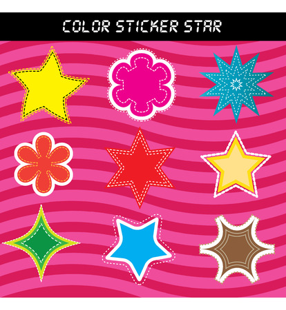 Pink star sticker set for designのイラスト素材