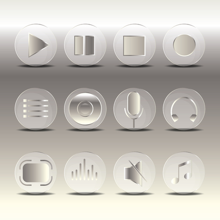 Media player control button icon set. Vector illustrationのイラスト素材