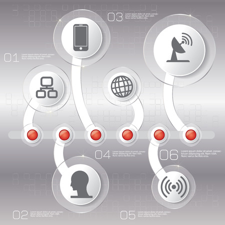 Infographic template design with 6 color options.のイラスト素材