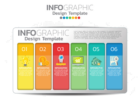 Infographic template design with 6 color options.のイラスト素材