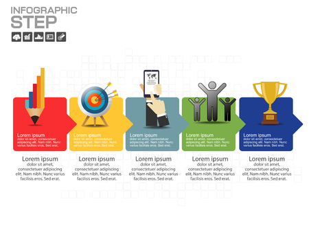 Step and timeline Infographic Templates for Business Vector Illustration, With 5 options, process diagram, vector illustrationのイラスト素材