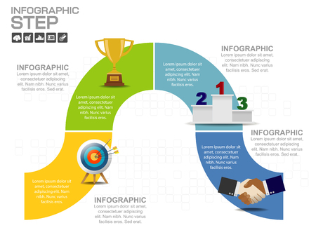 Step and timeline Infographic Templates for Business Vector Illustration, With 4 options, process diagram, vector illustrationのイラスト素材