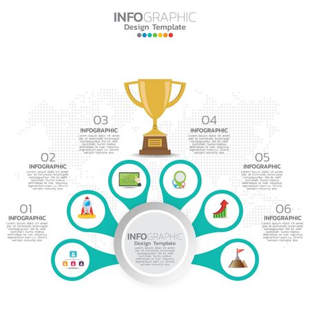Infographic template design with 6 color options.のイラスト素材