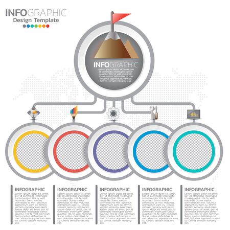 Infographic template design with 5 color options.のイラスト素材
