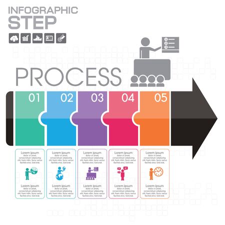Business Infographic template layout with illustration of creative colorful pencil.のイラスト素材