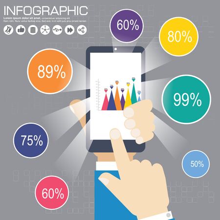 Global communication concept with flat icons. Vector illustrationのイラスト素材