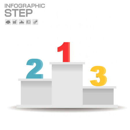 123 podium stage winners with icon and number.のイラスト素材