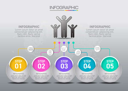 Infographic concept of shopping online process with 6 steps.のイラスト素材