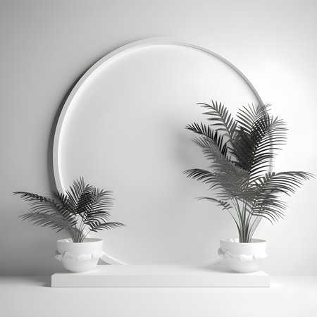 Product Display with Nature Rock Palm Scene Background. Generative Aiの素材