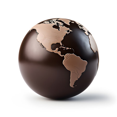 Chocolate ball on white background. World chocolate day. Generative AIの素材
