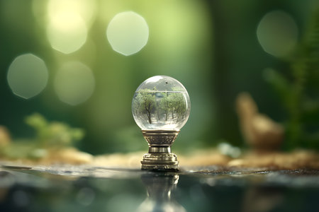 Plant growth on globe glass in nature concept eco earth dayの素材