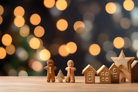 Christmas background concept. Christmas decorations on table. Generative AIの素材