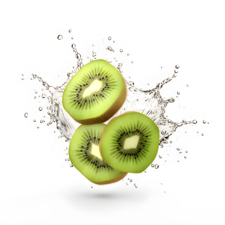 Fresh kiwi in water splash isolated. Generative AIの素材