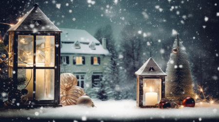Stylish Christmas scandinavian minimalistic interior with white decor. AI generatedの素材