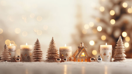 Stylish Christmas scandinavian minimalistic interior with white decor. AI generatedの素材