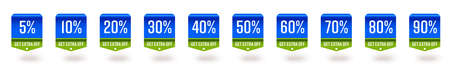 5, 10, 20, 30, 40, 50, 60, 70, 80, 90 percent get extra off. Set of special price reduction offer...