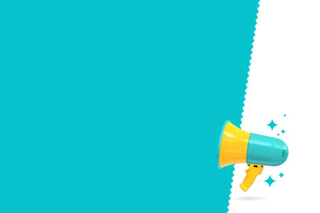 Loudspeaker on banner template with blank space for text. Important message announcement poster layout in promotional marketing concept for business and commercial use vector illustrationのイラスト素材