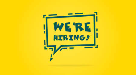 We are hiring speech bubble recruitment template on yellow backgroundのイラスト素材