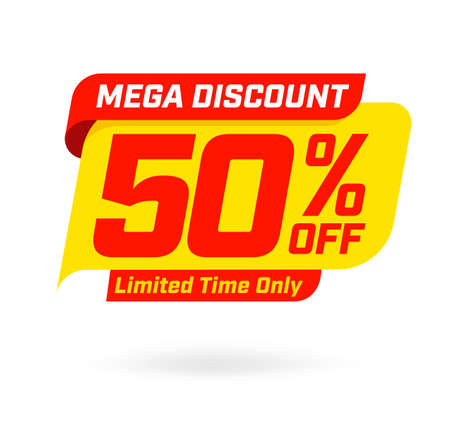 Mega discount 50 percent off limited time template isolatedのイラスト素材