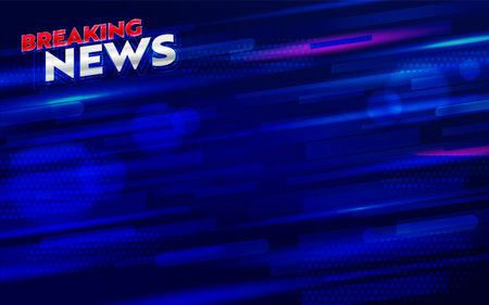 Breaking news banner for broadcast channel or internet tv. Live video stream, online newsletter, web reportage announcement. Motion dynamic background with headline in corner. Vector illustrationのイラスト素材