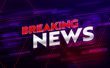 Breaking news headline abstract web banner template. Realistic three-dimensional layout for video stream and broadcast television or internet channel. World global information. Vector illustrationのイラスト素材