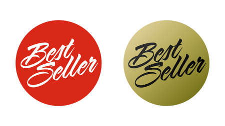 Best seller stamp or round label for product packaging set. Marketing bestseller badge template for quality certificate vector illustration isolated on white backgroundのイラスト素材