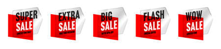 Sale tag with special offer wow discount on weekend set. Retail shopping sale pricing badge template...