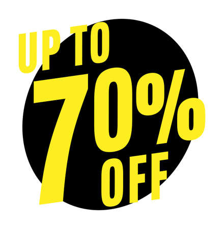 Up to 70 percent off discount sale sticker isolated design