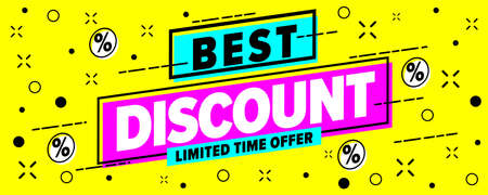 Best discount limited time offer header website banner. Internet market clearance promotion vector illustrationのイラスト素材