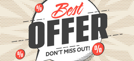 Best offer banner with special price for online shopping. Special price clearance promotion and...