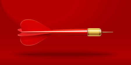 Dart arrow with shadow and gold tip realistic design element. Sharp arrow for dartboard hitting....